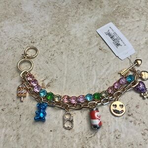 Betsey Johnson Rhinestone Charm Bracelet NEW
